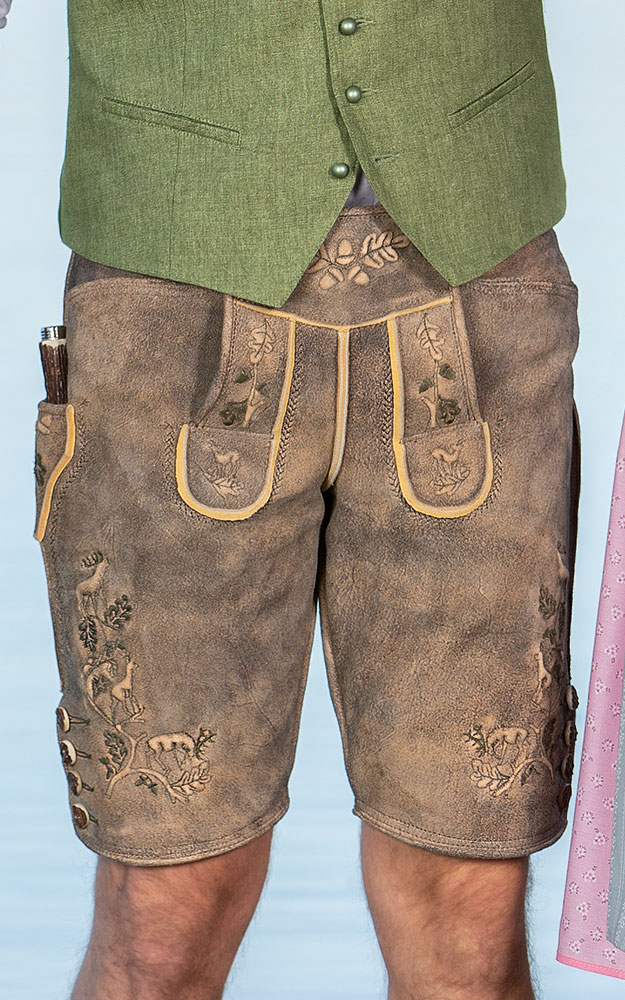Lederhose Valentin, stein/antik