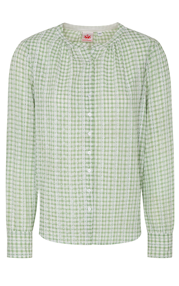 Trachtenbluse Angela, creme/grün