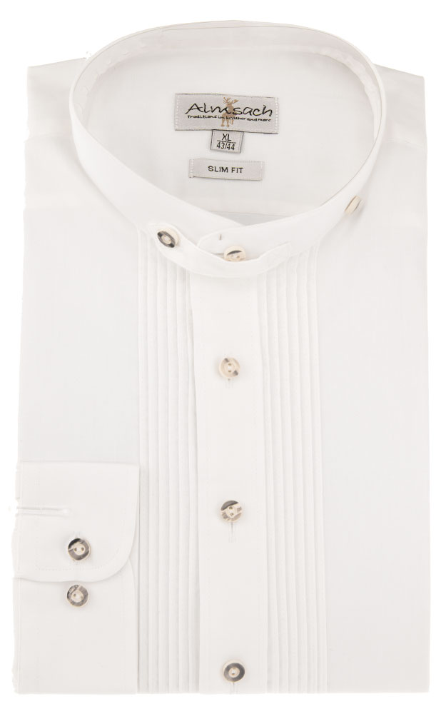 Hemd Veit Stehkragen, weiß - Slim fit