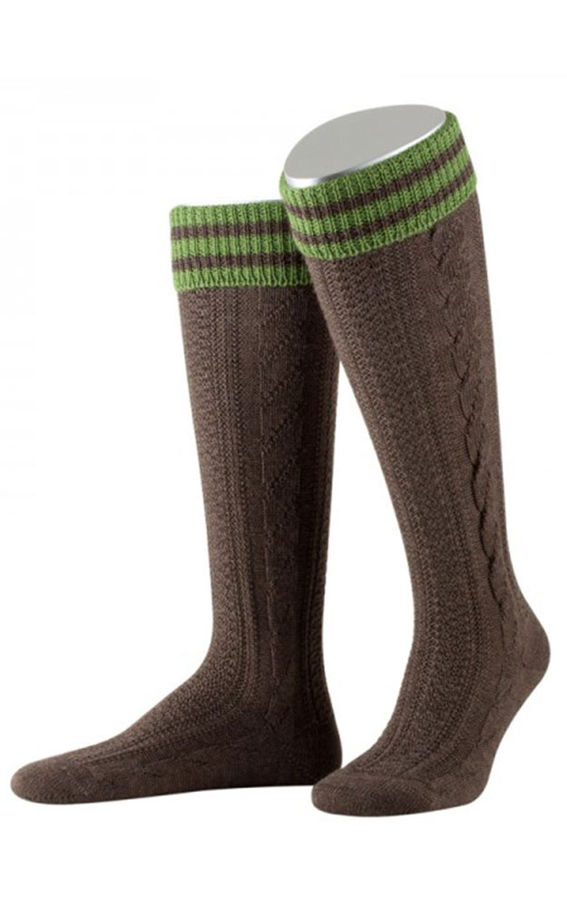 Kniestrümpfe Nr. 58, L8995R, braun/gras