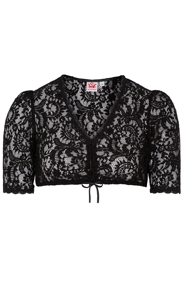 Dirndlbluse Hadia, schwarz Spitzenarm