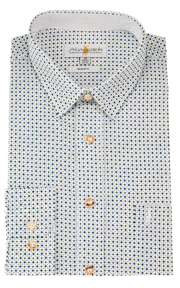 Hemd HE 8103, weiß/blau/grün