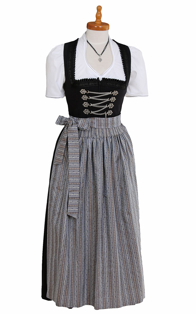 Schürze Streifen, blau/braun