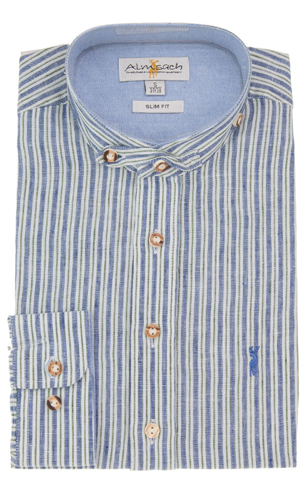 Hemd HE 900 SK, blau/grün gestreift - Slim fit