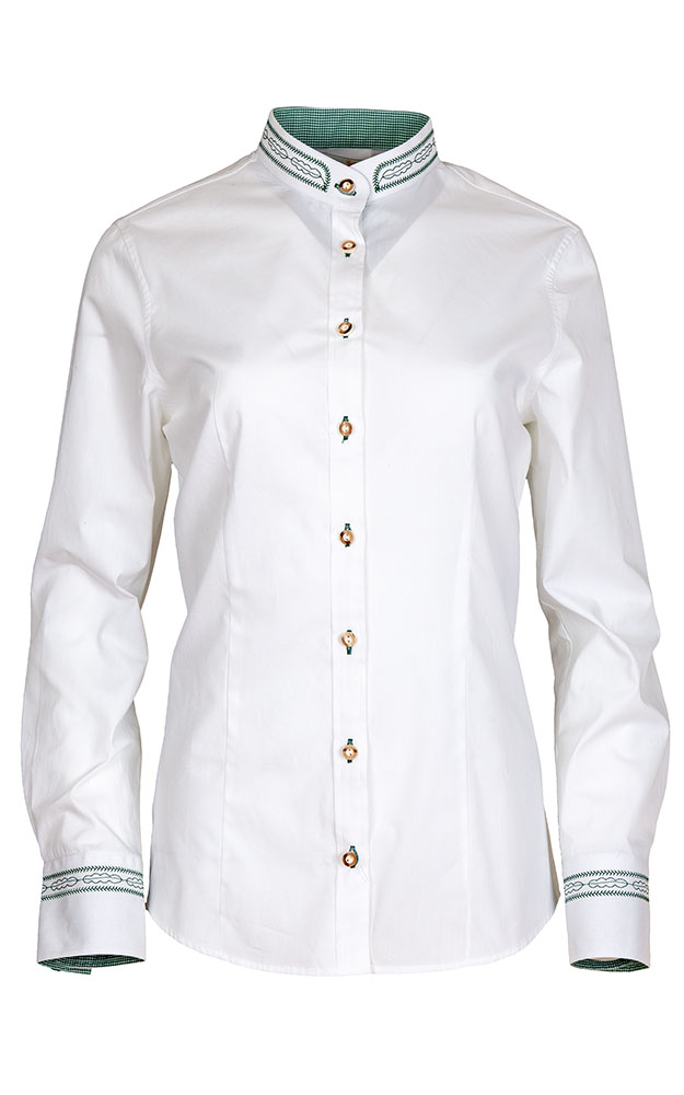 Trachtenbluse Susan, weiß/tanne