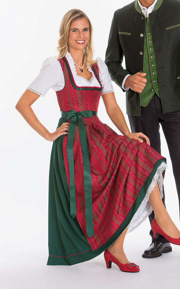 Schürze Rheingau, rot/grün