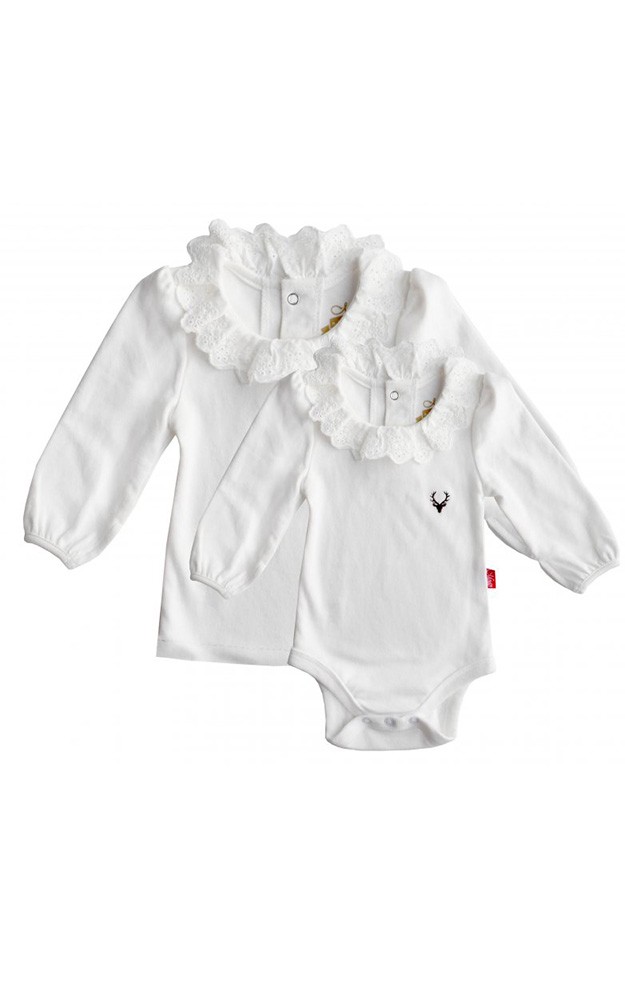 Baby-Body Rüsche langarm, weiß