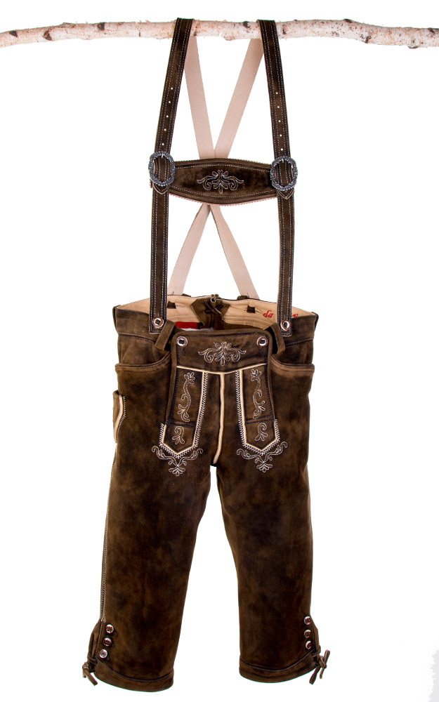Lederhose Ludwig mit Träger, nougat
