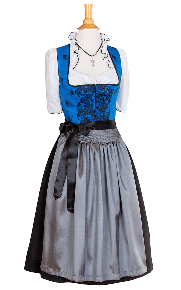 Blusendirndl Miesbach /E royalblau, mit Schürze