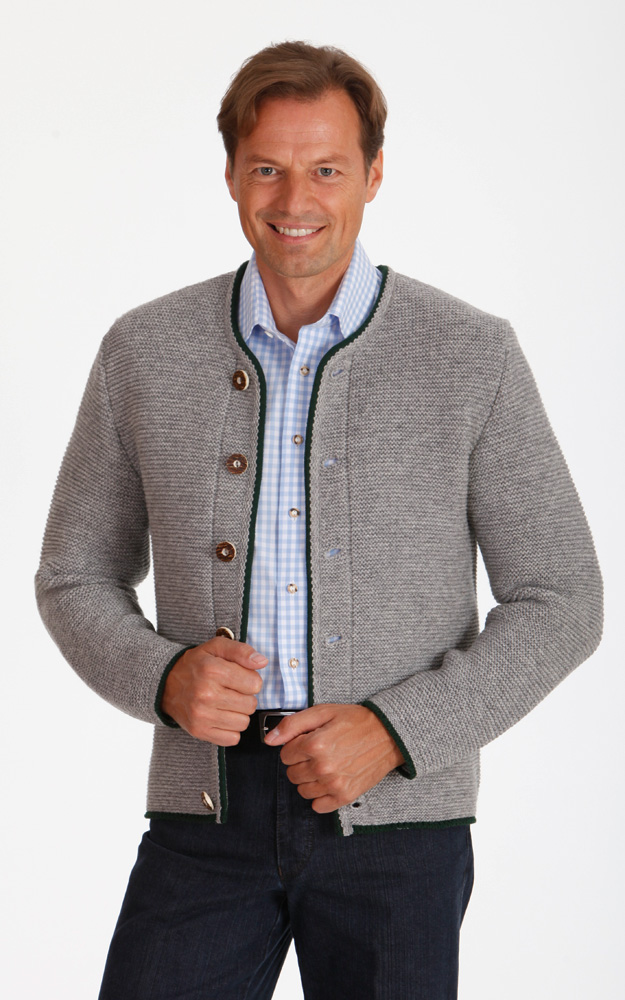 Strickjacke Gerhard, steingrau/tanne