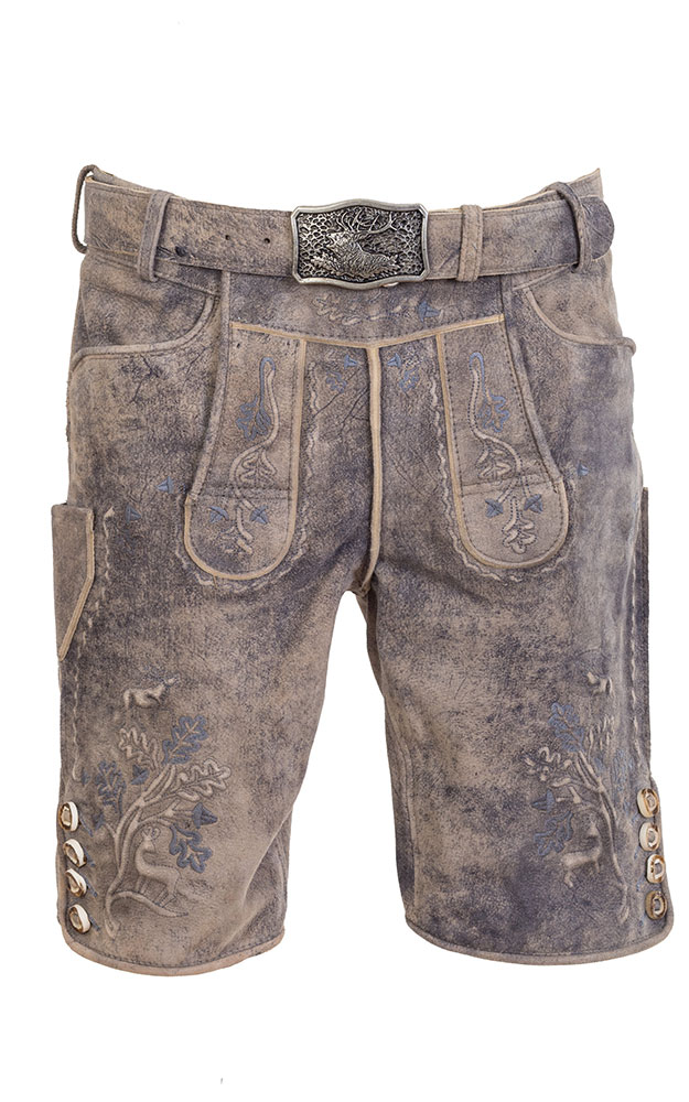 Lederhose Jonas mit Gürtel, Asche antik