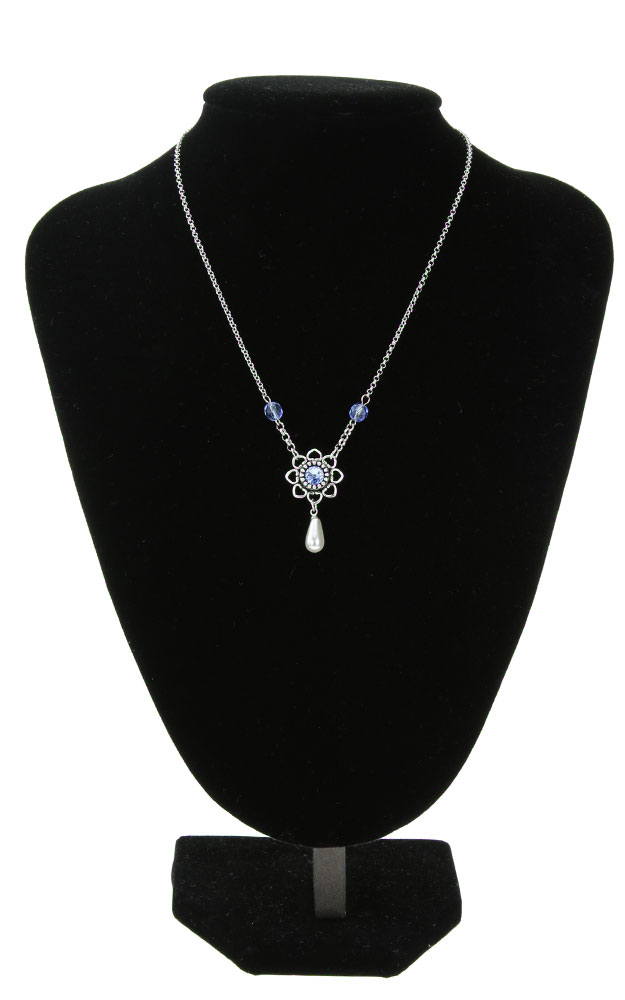 Kette 48334, silber Kristall blau