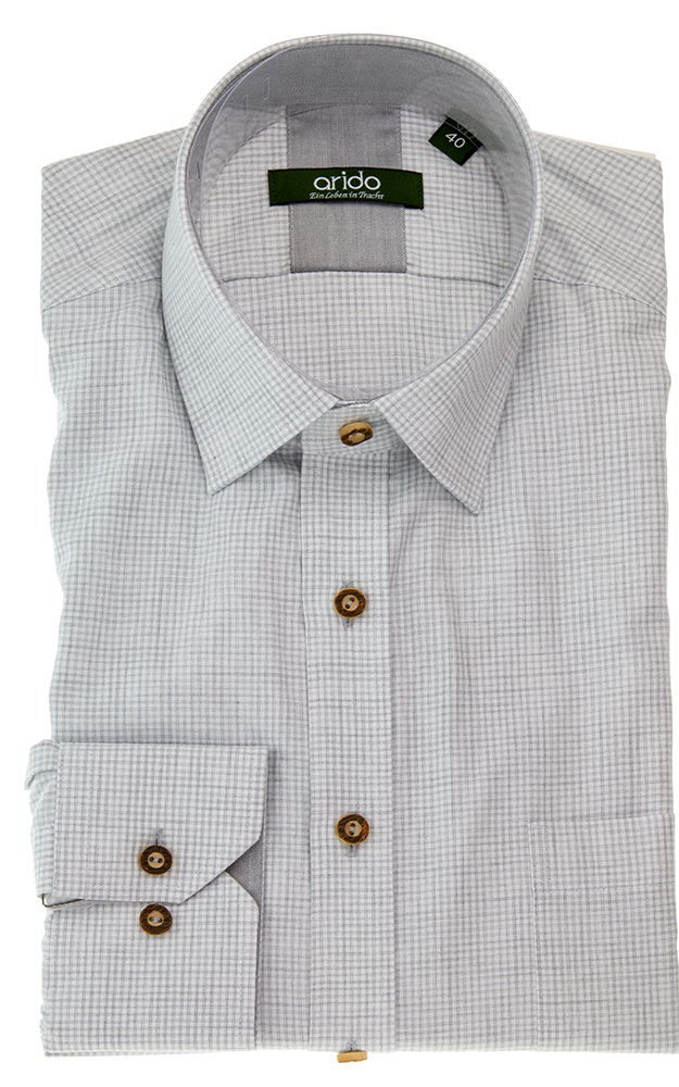 Hemd 2468H, # grau/weiß - Slim fit