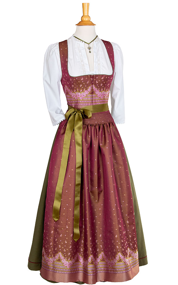Blusendirndl Coburg /E weinrot/oliv, ohne Schürze