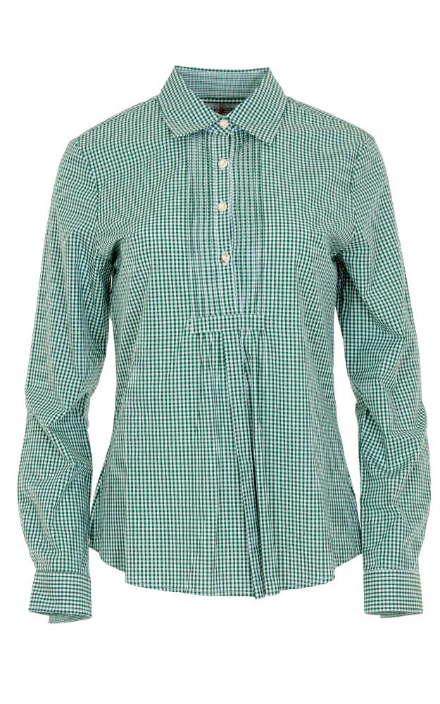 Trachtenbluse 201, # tanne/weiß