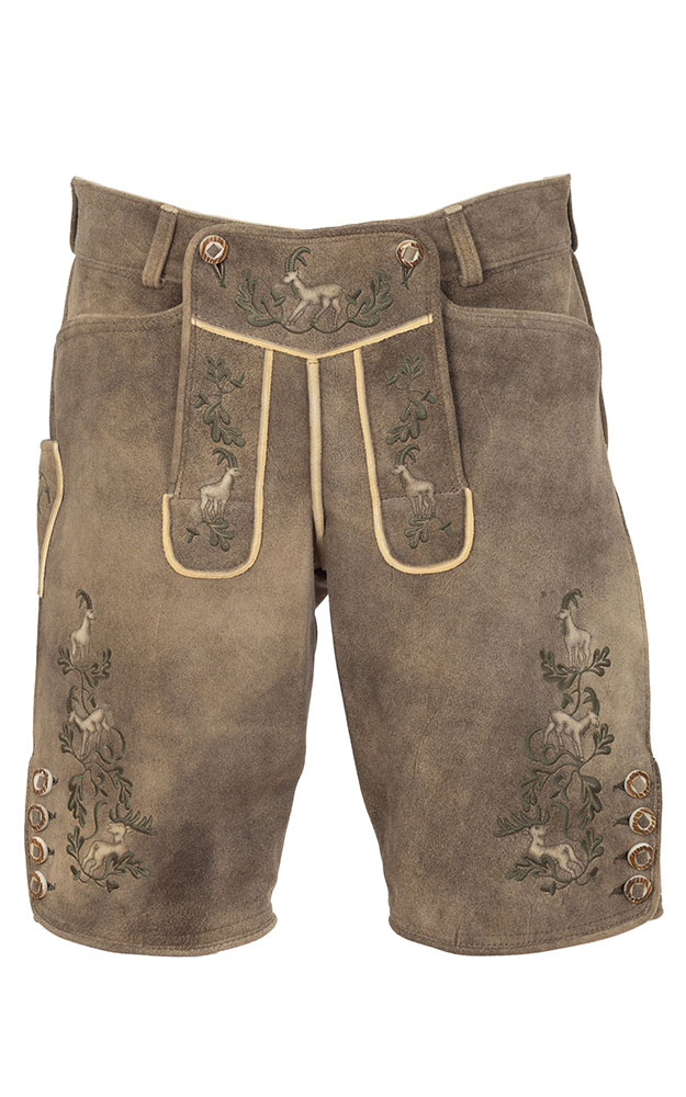 Lederhose Wildleben ohne Träger, beige/oliv
