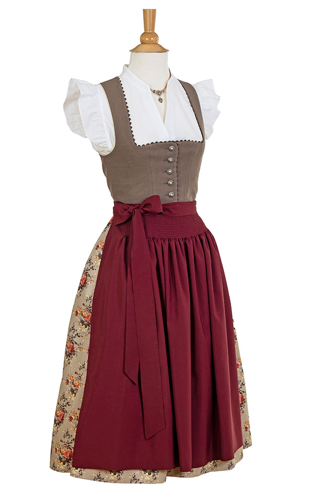 Blusendirndl Ahrtal /E mokka, mit Schürze