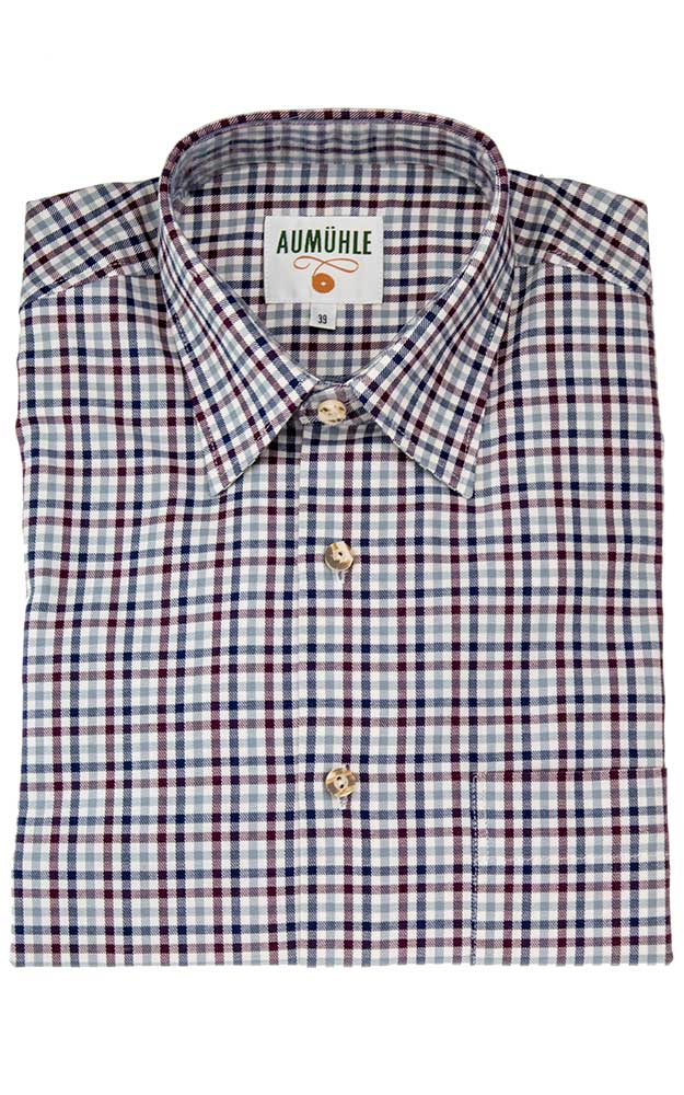 Hemd Kai, blau/weinrot
