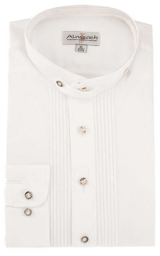 Hemd Veit Stehkragen, weiß - Basic