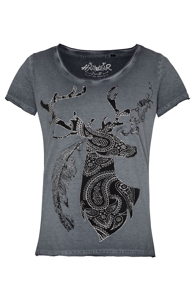 Damen-Shirt Hirsch, grau