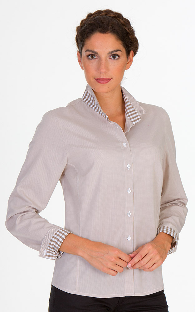 Trachtenbluse Lydia, # taupe