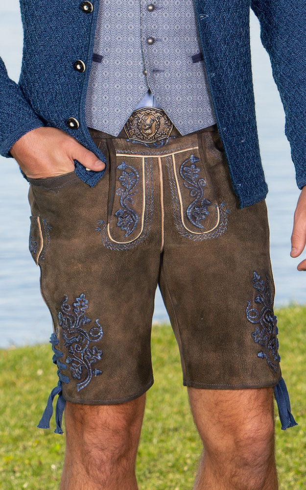 Lederhose Bastian mit Gürtel, wurzel jeans