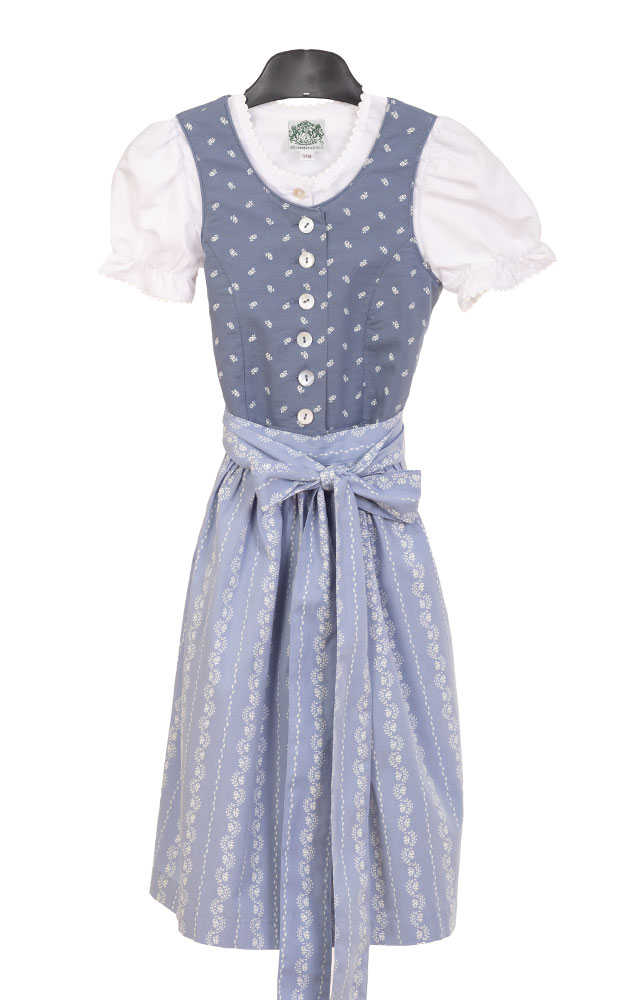 Kinderdirndl Wallersee, mit Schürze u. Bluse blau