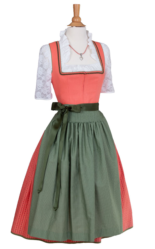 Blusendirndl Hallbach /E melone, mit Schürze