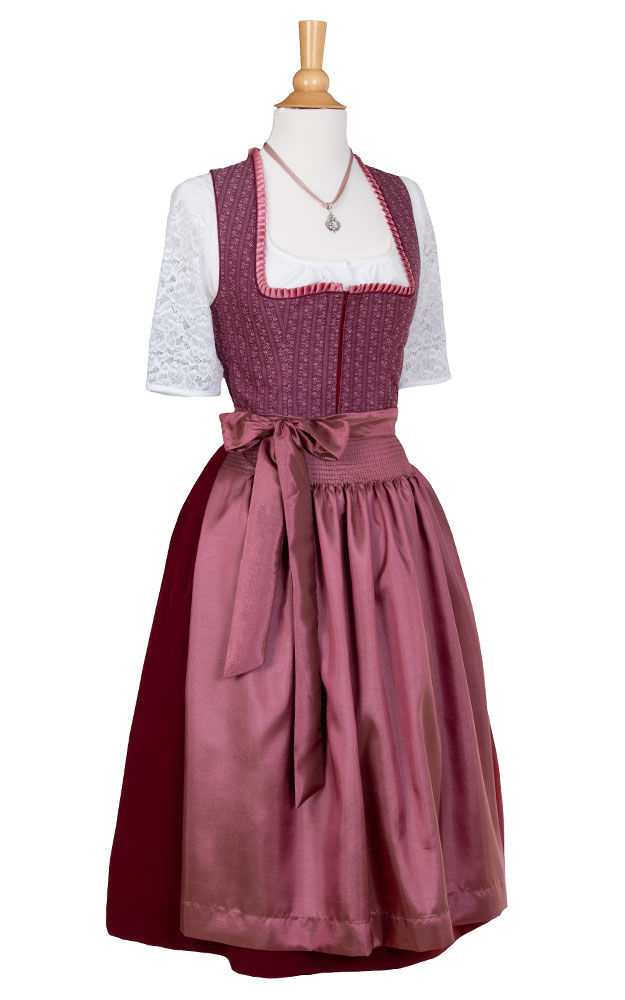 Blusendirndl Glemmtal weinrot, mit Schürze
