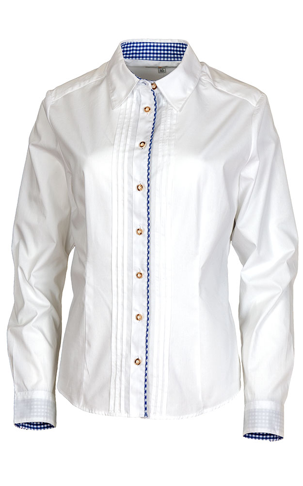 Trachtenbluse Otti, weiß/blau