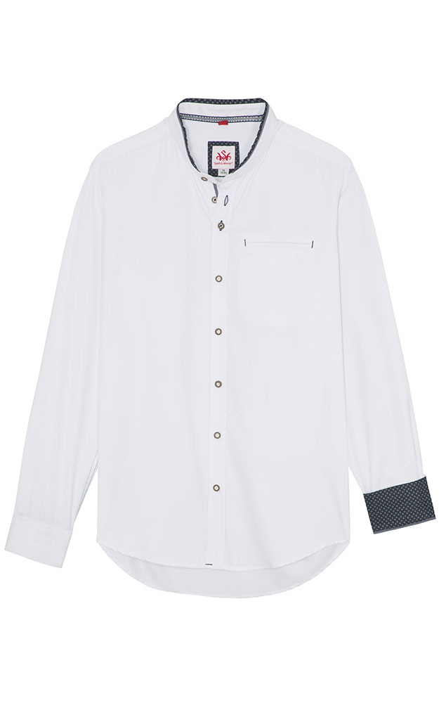 Hemd Greiling SK, weiß/dblau - Slim fit