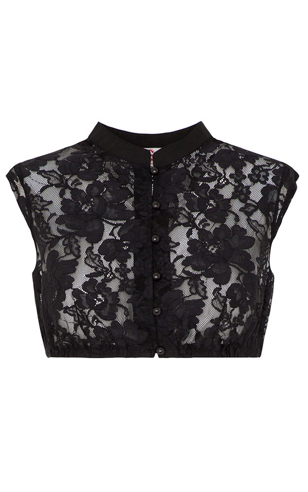 Dirndlbluse Kassandra, schwarz Spitze