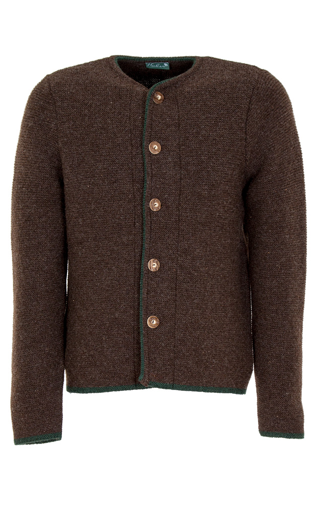 Strickjacke Gerhard, dunkelbraun/tanne