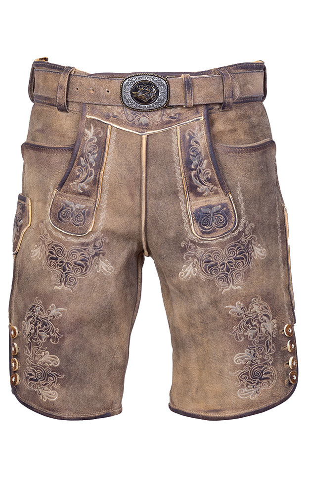Lederhose Buchner mit Gürtel, acker kernig