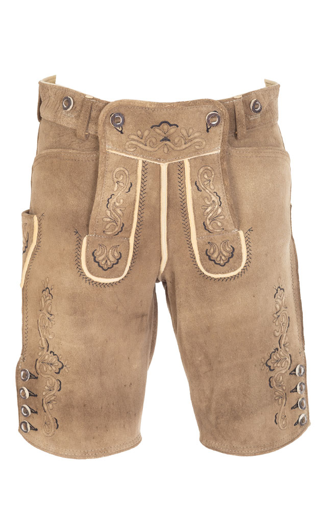 Hirschlederhose Alois ohne Träger, wilderer mittelbraun