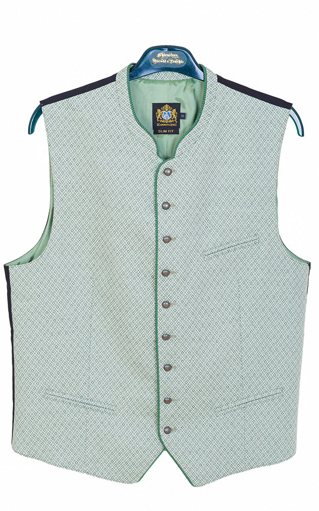 Weste Norbert, grün/beige gemustert - Slim fit