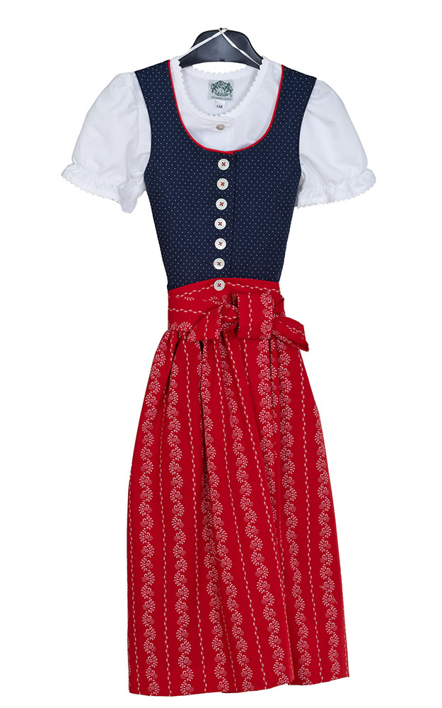 Kinderdirndl Kärntner, mit Schürze u. Bluse blau