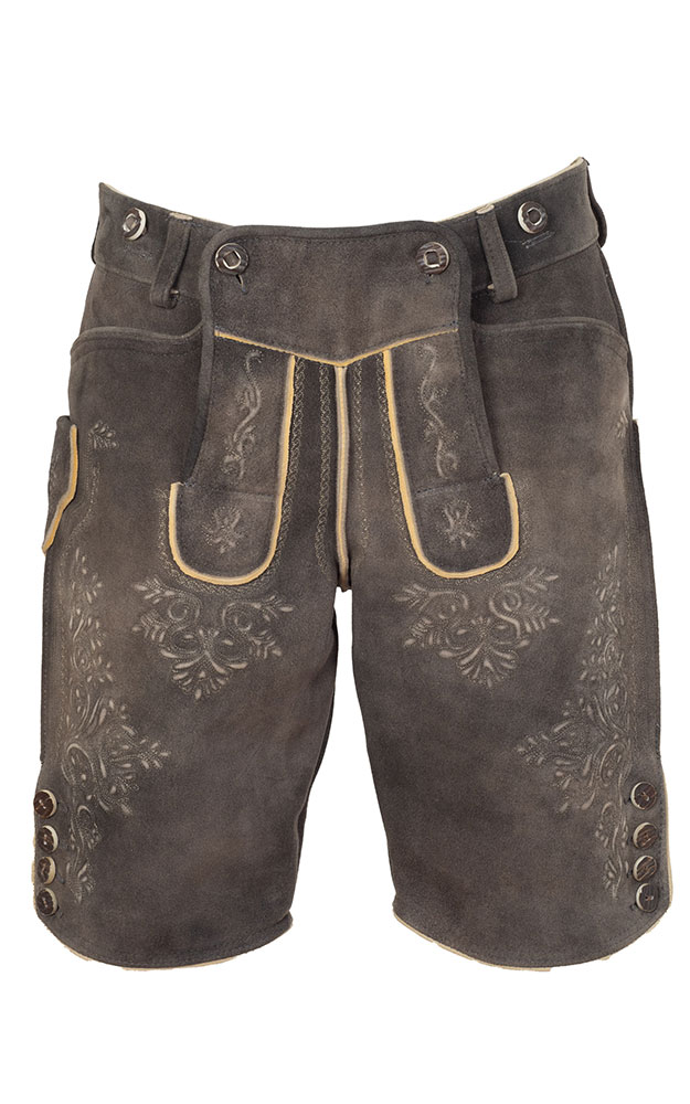 Lederhose Kaiser ohne Träger, altgrau/natur