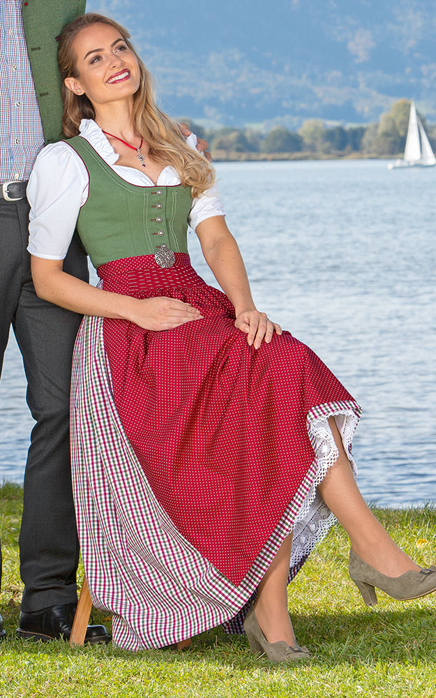 Schürze Hofsee, rot Tupfen