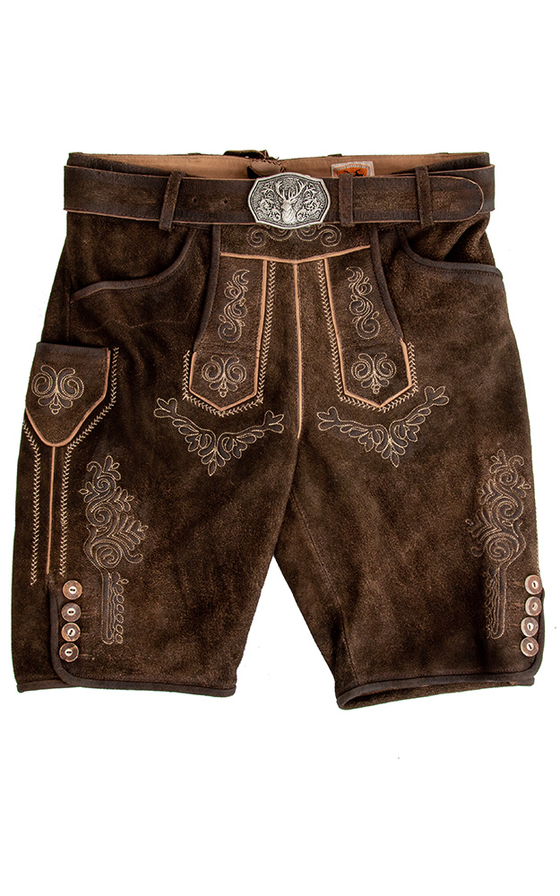 Lederhose Albstadt mit Gürtel, erde antik