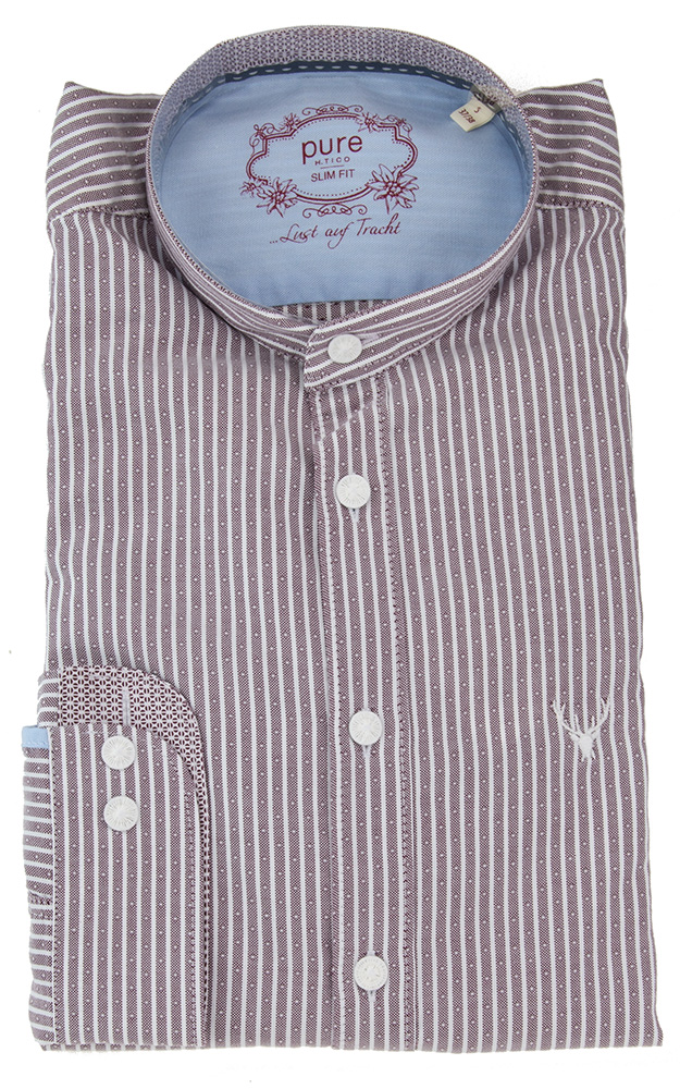 Hemd C62623-21617, weinrot - Slim fit