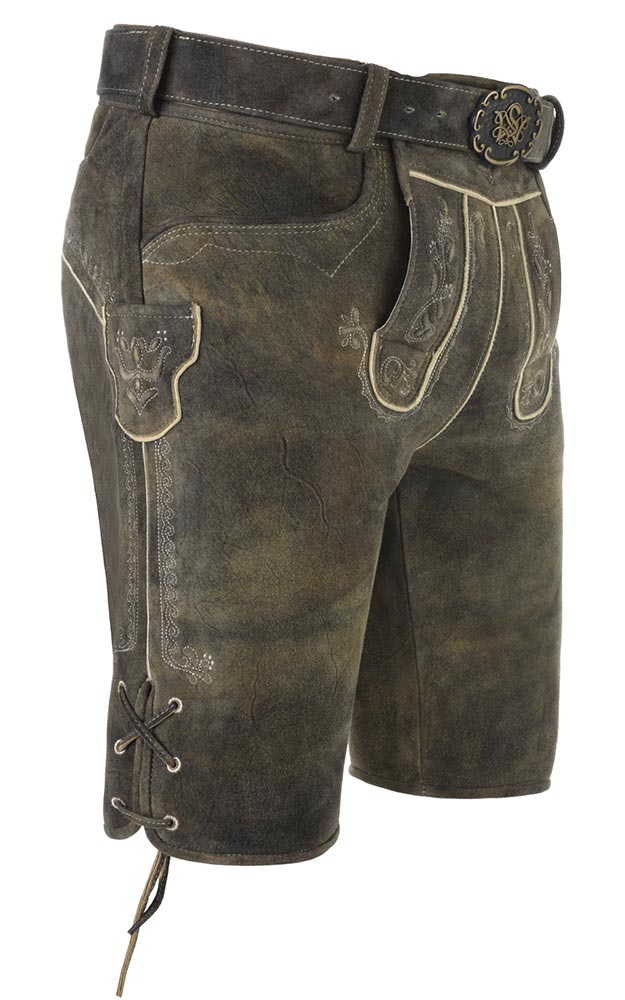 Lederhose Tobias mit Gürtel, erde