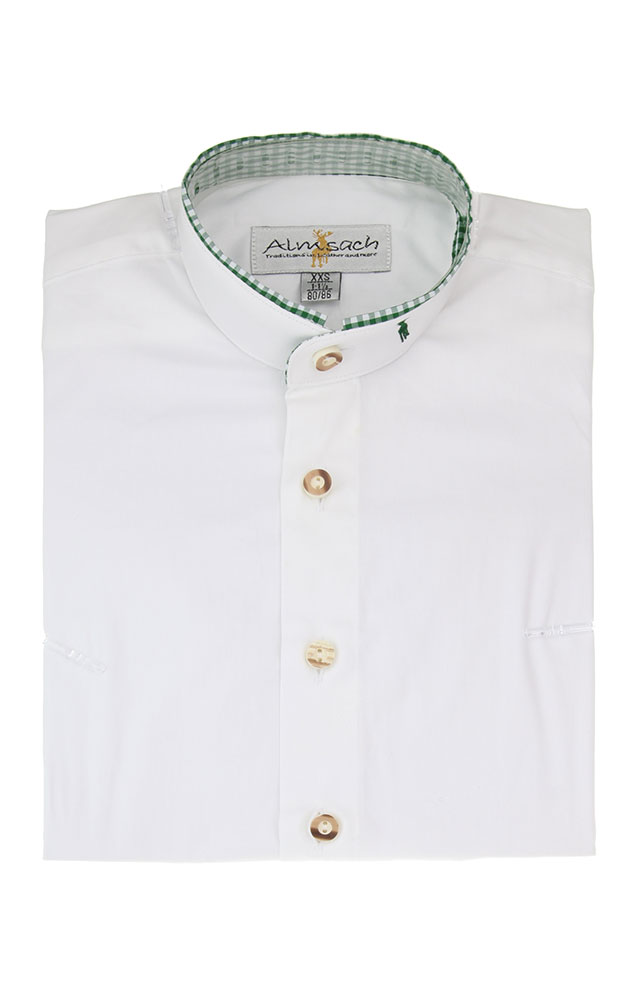 Kinderhemd 923, SK weiß Kragen grün