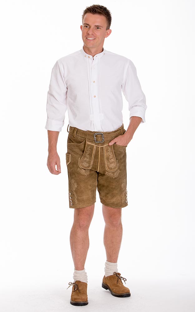 Lederhosen-SET Heinz Kurze mit Gürtel, reh