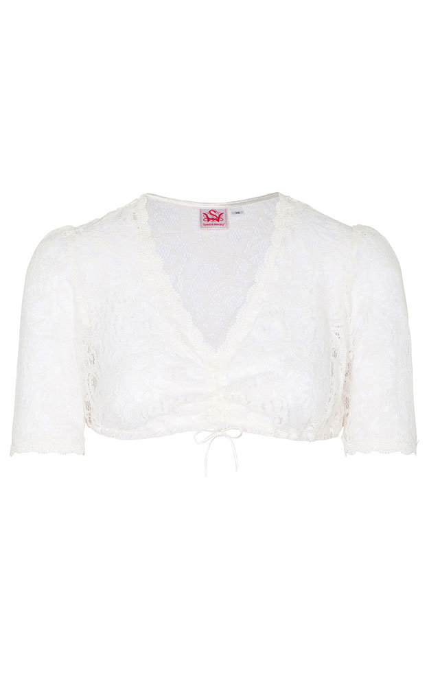 Dirndlbluse Hadia, weiß Spitzenarm