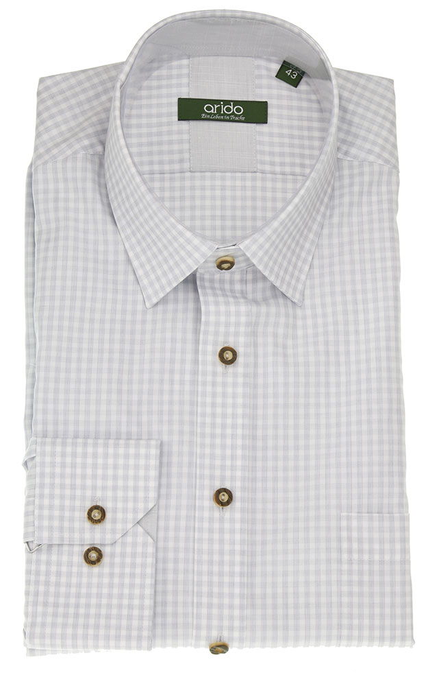 Hemd 2468H, # grau/weiß - Slim fit