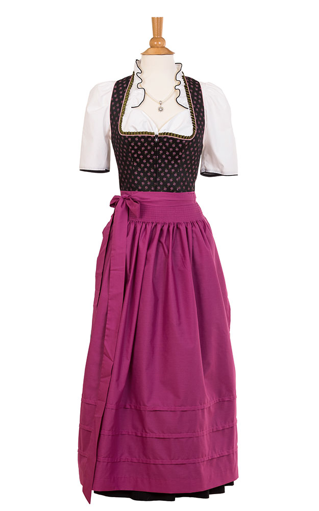 Blusendirndl Attergau /E schwarz Rosen, ohne Schürze