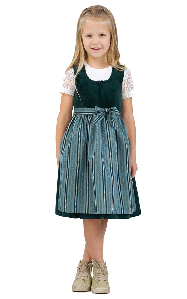 Kinderdirndl Conni mit Schüze, grün Samt