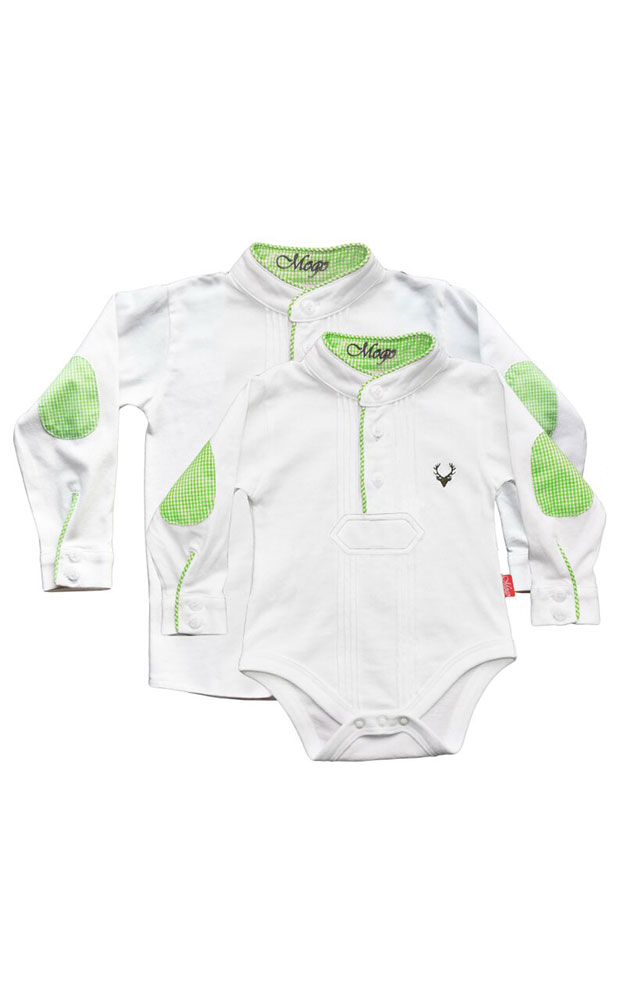 Baby-Body Pfoad langarm, grün