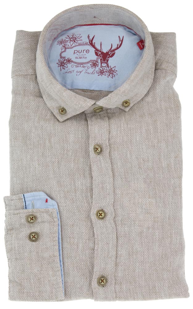 Hemd C52613-21296, beige - Slim fit